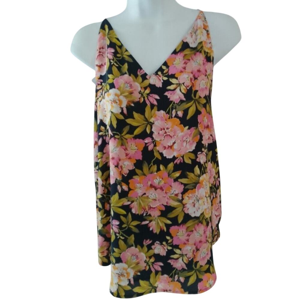 LOFT Floral V-Neck Cami Tank Top Strappy Size XL Multi-Color. Garden Party. NWT.